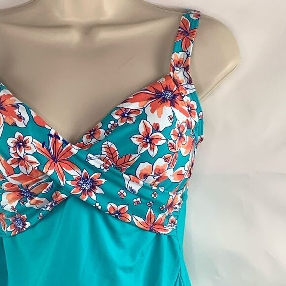 Lands End Underwire Wrap Tankini Top Aqua NWT - Picture 4 of 8